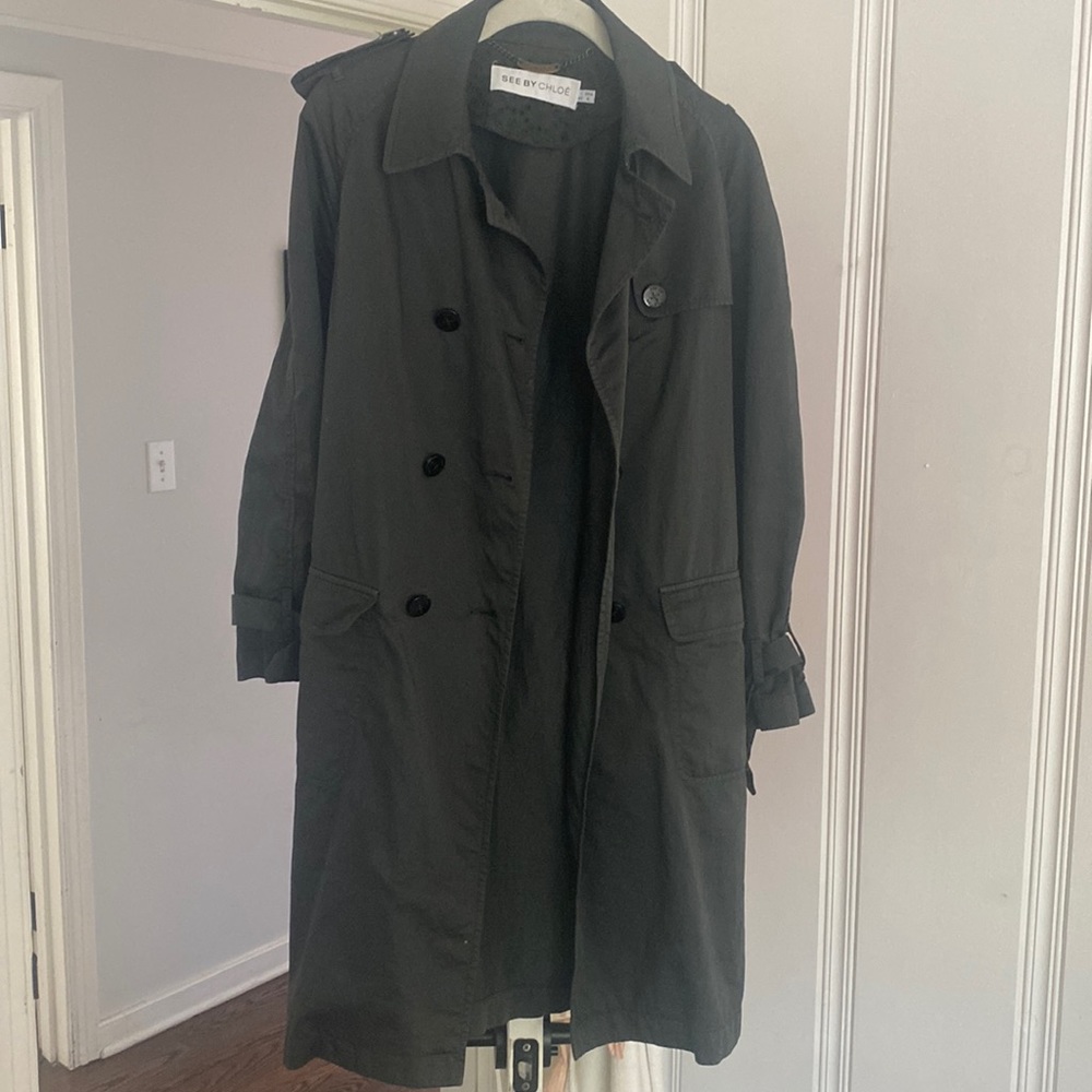Gray Double Breasted Trench Coat